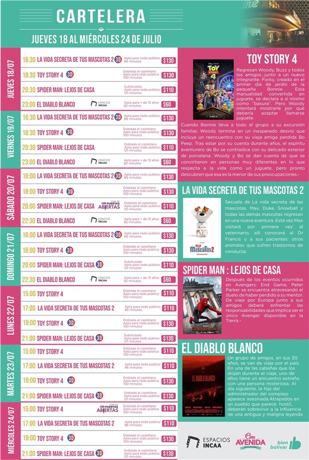 cartelera 18 de julio