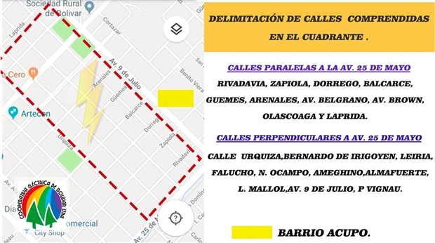 Mapa 1° Cuadrante Corte Programado 6-2-2019