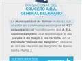 Radio Federal - Actualidad - ESTE JUEVES 2 SE REALIZARÁ EL ACTO POR EL 42° ANIVERSARIO DEL HUNDIMIENTO DEL A.R.A GENERAL BELGRANO