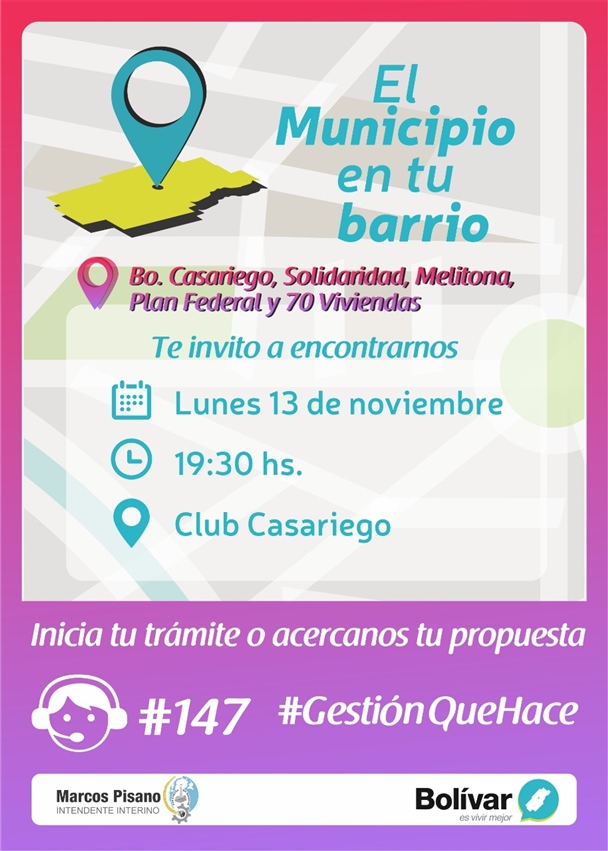 EL MUNICIPIO EN TU BARRIO ESTARÁ HOY EN CASARIEGO