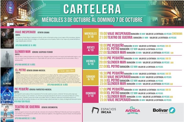 flyer cartelera del cine