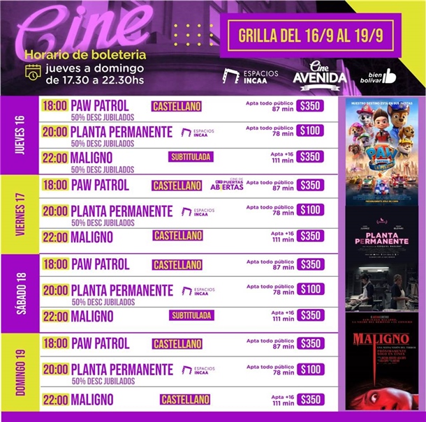 flyer programacion cine