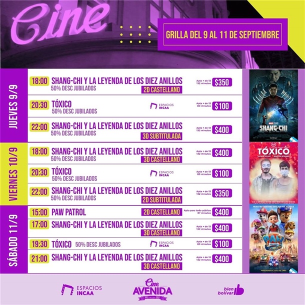 programacion cine avenida