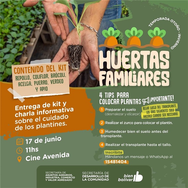 El Programa Municipal Huertas Familiares impulsado por la Secretaria de Desarrollo de la Comunidad y