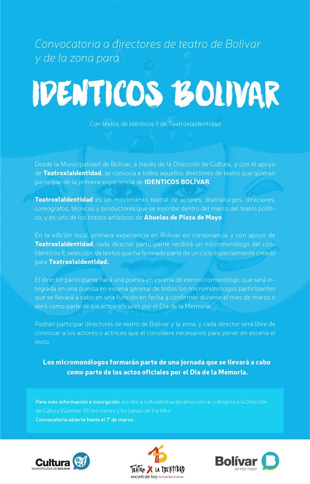 CONVOCATORIA A DIRECTORES DE TEATRO PARA IDÉNTICOS BOLÍVAR 01